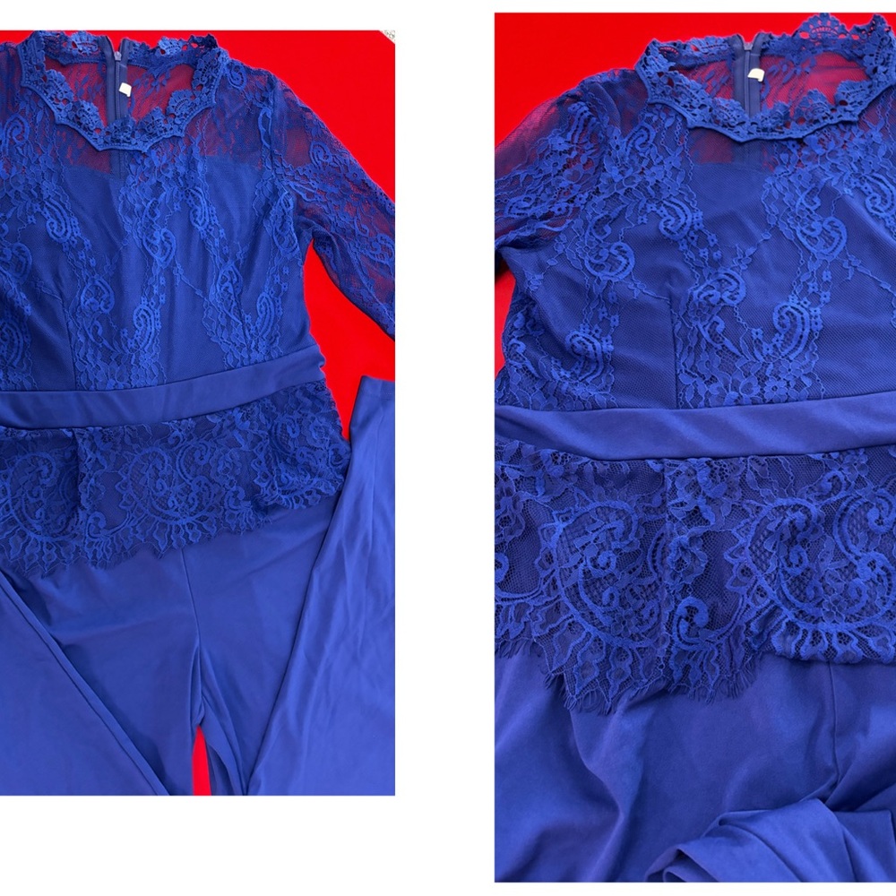 Blue Lace Detail Jumpsuit size XXL - Picture 4 of 15